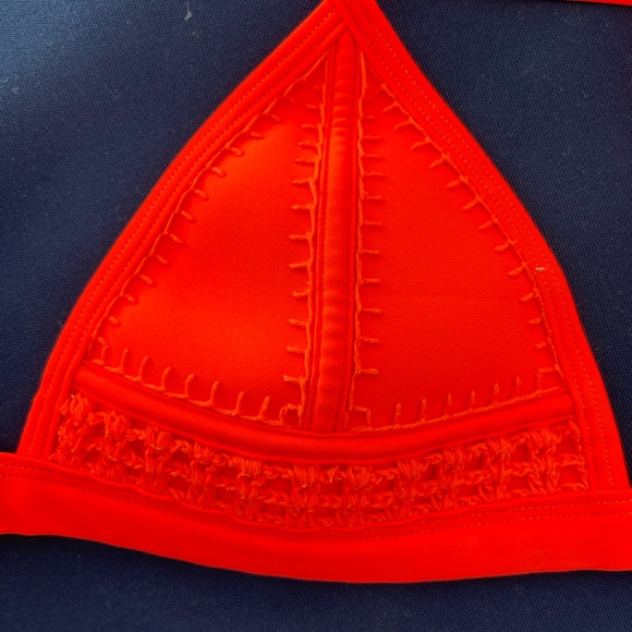 TRIANGL Swimwear Farrah Neoprene Bikini Top Neon Orange Medium some wear - Picture 5 of 6